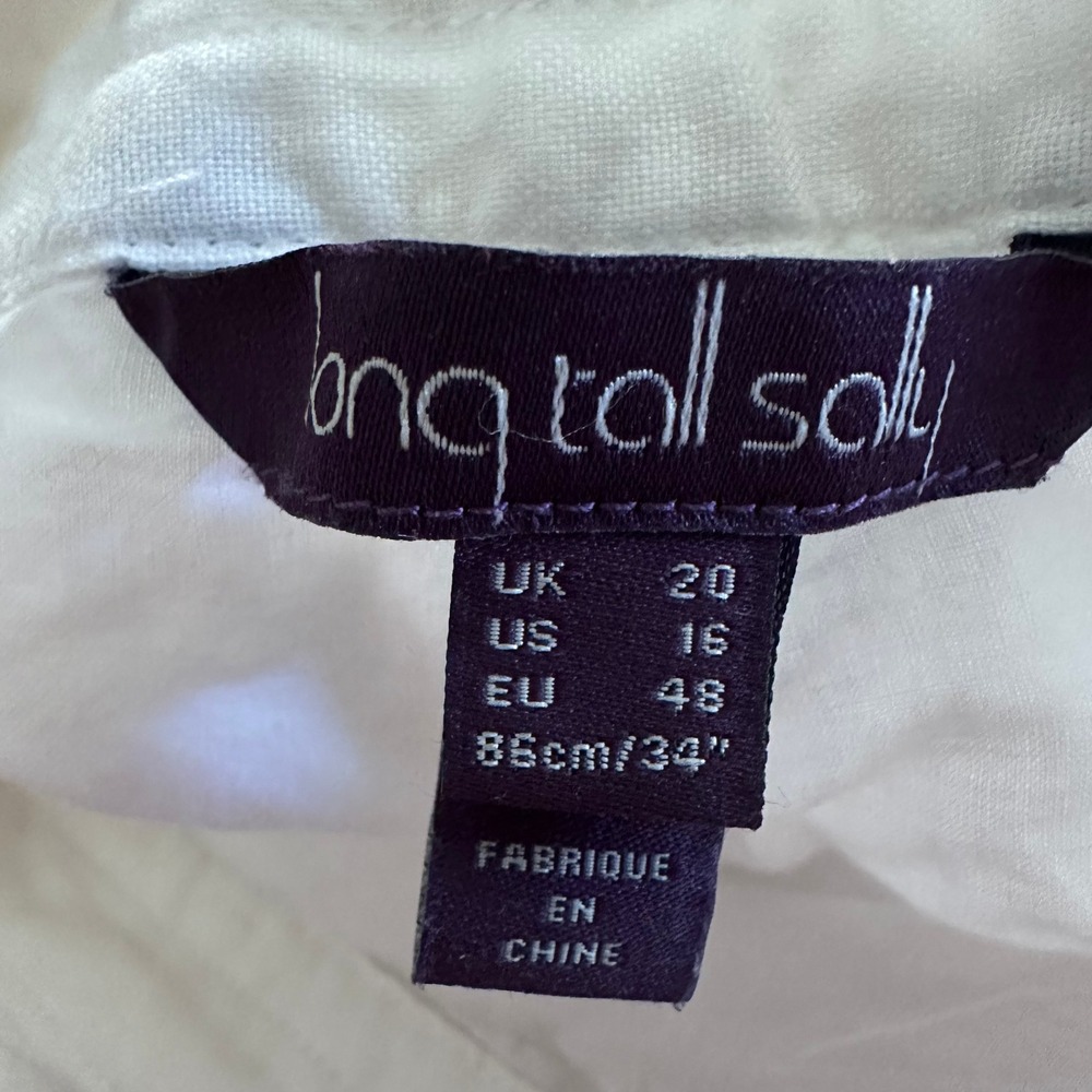 Long Tall Sally White 100% Linen Wide Leg Drawstring Pants Tall Sz 16 Inseam 34 - Picture 5 of 6
